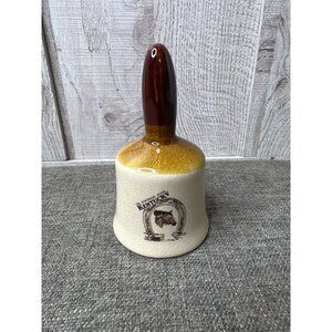 Vintage Lipco Ceramic Kentucky Souvenir Bell Glossy Brown & Yellow Glaze Finish